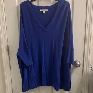 Sejour Royal Blue Oversized Top with v neck